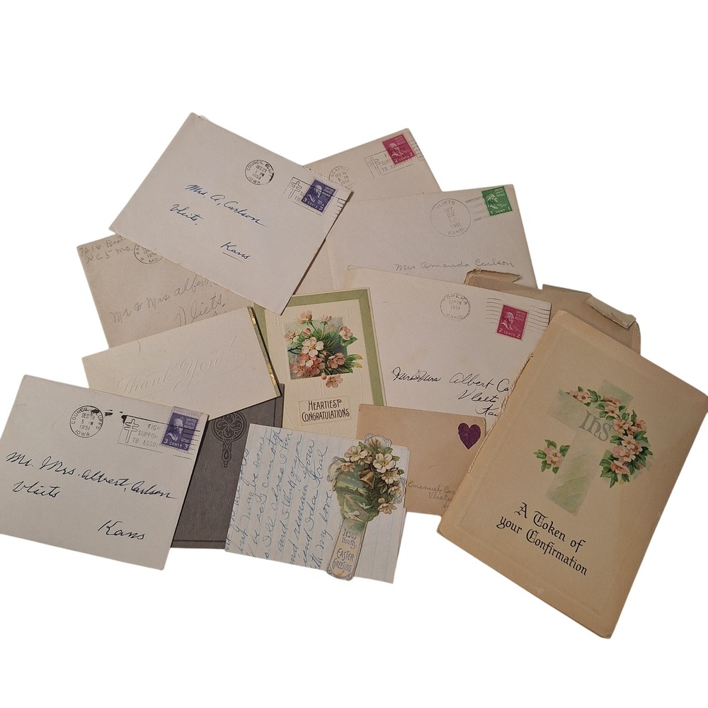 Vintage Lot of Assorted Ephemera Envelopes Cards Postcards‎ Letter 1950s Kansas